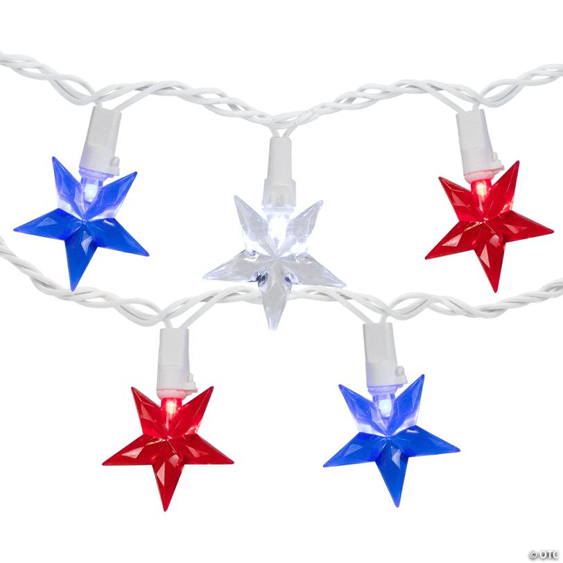 Northlight 30-Count Red and Blue LED Patriotic Star Fourth of July String Light Set  7ft White Wire