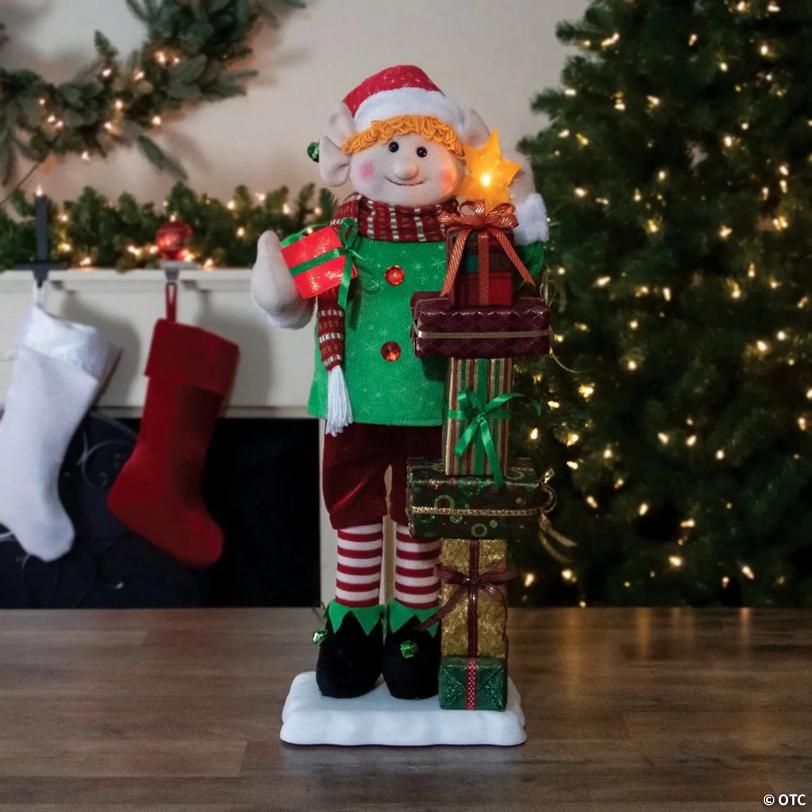 Northlight 30-Inch Santa's Little Animated Elf with Lighted Star Musical Christmas Figure