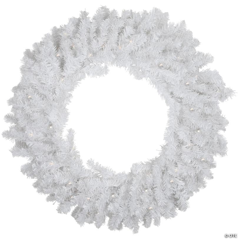 Northlight 30" Pre-Lit LED White Pine Artificial Christmas Wreath - Clear Lights