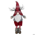 Northlight 30" Red and Gray Fair Isle Sitting Gnome Christmas Figure with LED Antlers