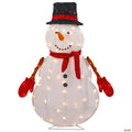 Northlight 32" Lighted 3D Chenille Snowman in Top Hat Outdoor Christmas Decoration