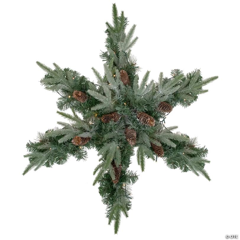 Northlight 32" Pre-Lit Artificial Mixed Pine and Pine Cone Christmas Snowflake Wreath