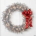 Northlight 36" Pre-Lit Silver Tinsel Artificial Christmas Wreath  Clear Lights