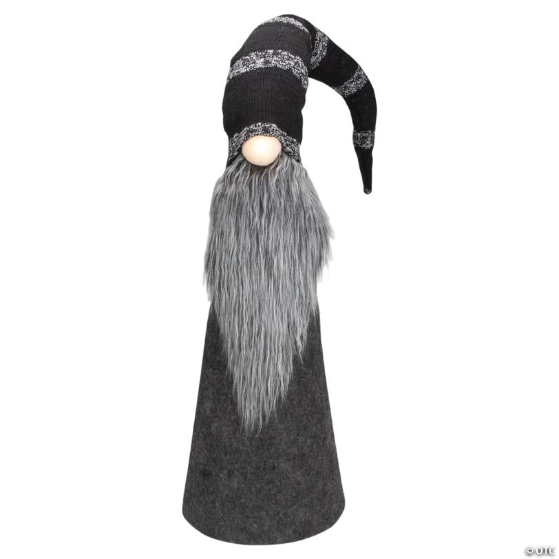 Northlight 37" LED Lighted Black and Gray Knit Gnome Christmas Figure