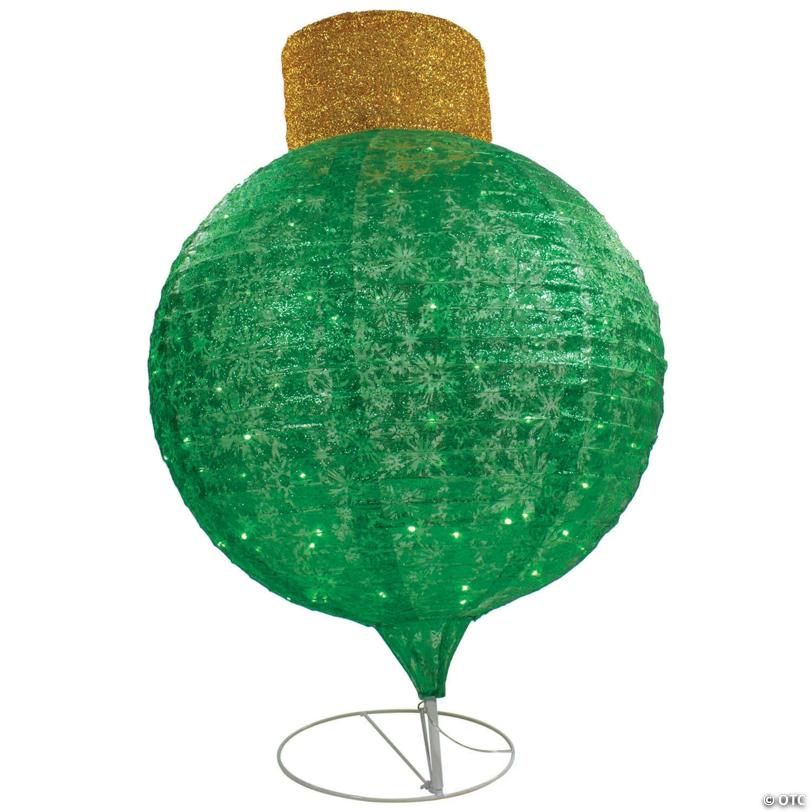 Northlight 38" LED Lighted Twinkling Green Tinsel Onion Ornament Outdoor Christmas Decoration