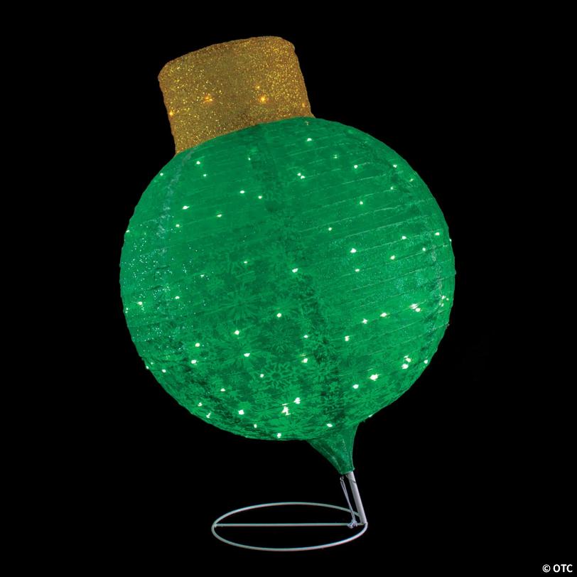 Northlight 38" LED Lighted Twinkling Green Tinsel Onion Ornament Outdoor Christmas Decoration