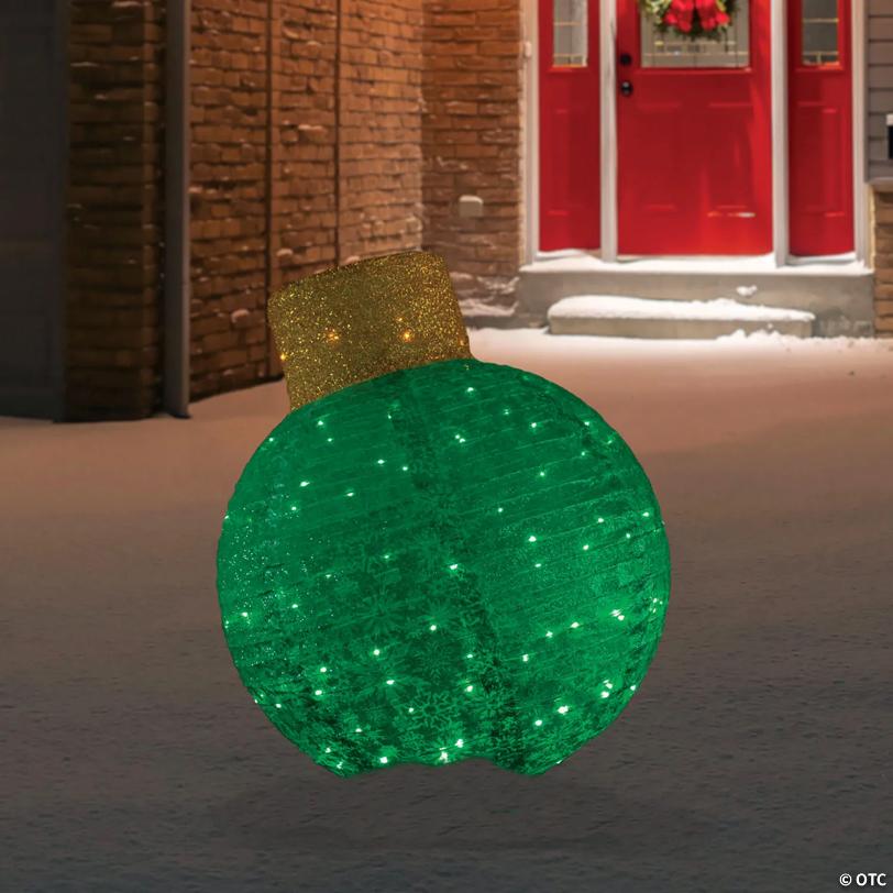 Northlight 38" LED Lighted Twinkling Green Tinsel Onion Ornament Outdoor Christmas Decoration