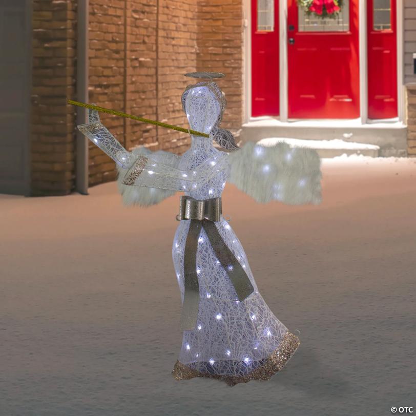 Northlight 3' LED Pre-Lit Angel with Flute Outdoor Christmas Decoration