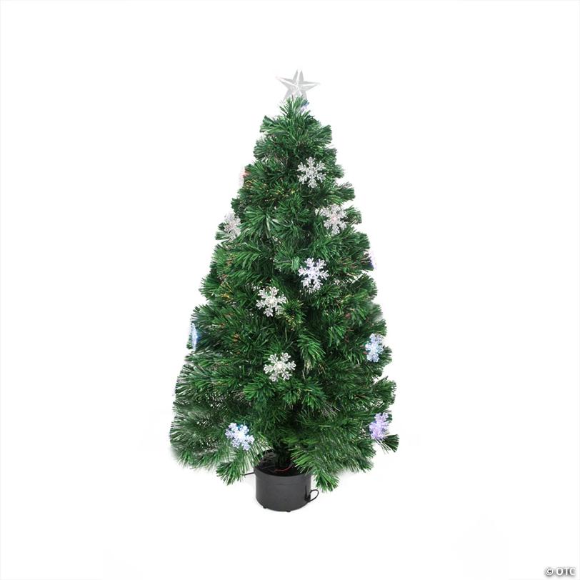Northlight 3' Pre-Lit Color Changing Fiber Optic Artificial Christmas Tree with Snowflakes - Multi Color Lights