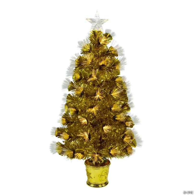 Northlight 3' Pre-Lit Gold Fiber Optic Artificial Christmas Tree  White Lights