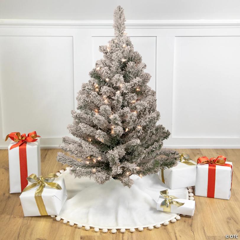Northlight 3' Pre-Lit Heavily Flocked Madison Pine Medium Artificial Christmas Tree  Clear Lights
