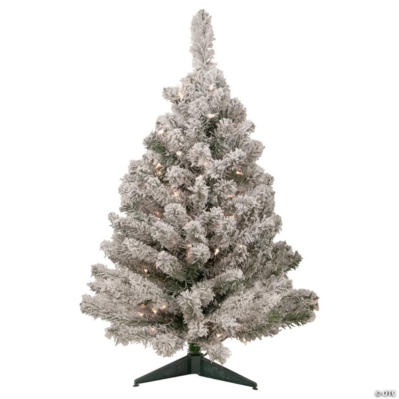 Northlight 3' Pre-Lit Heavily Flocked Madison Pine Medium Artificial Christmas Tree  Clear Lights