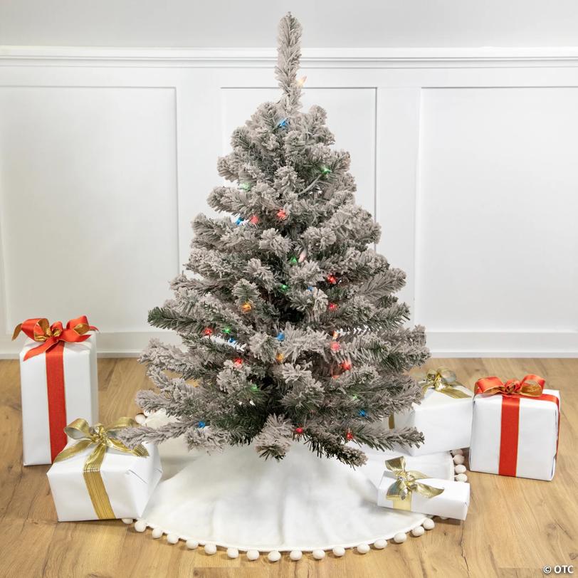 Northlight 3' Pre-Lit Medium Heavily Flocked Madison Pine Artificial Christmas Tree  Multi Lights