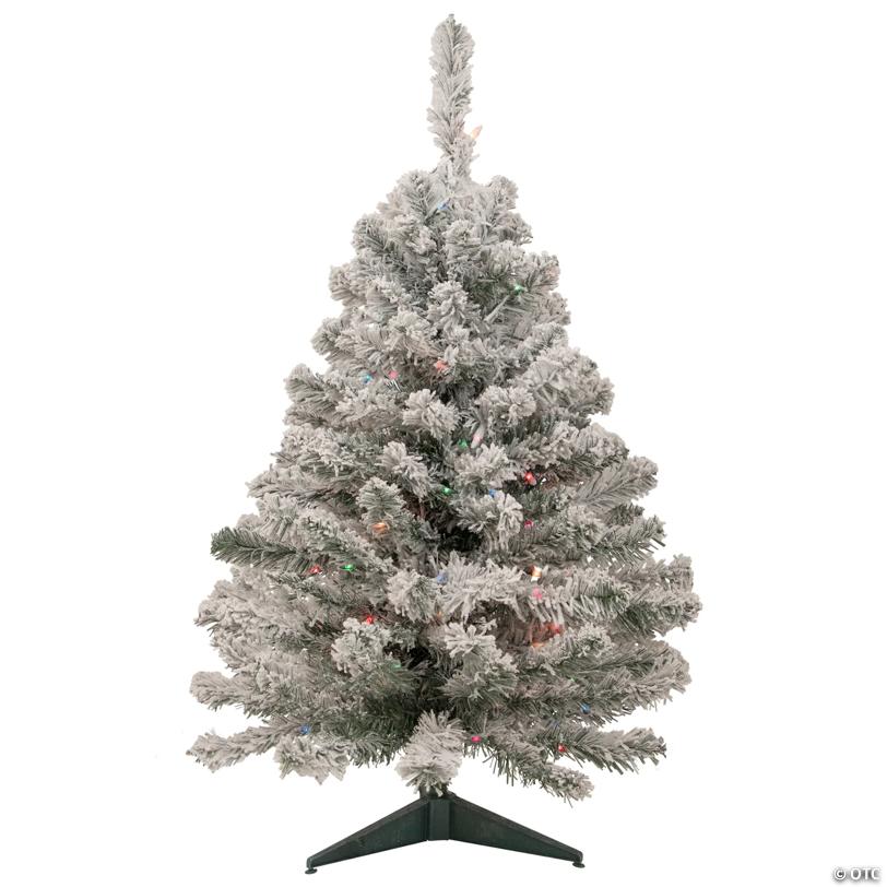 Northlight 3' Pre-Lit Medium Heavily Flocked Madison Pine Artificial Christmas Tree  Multi Lights