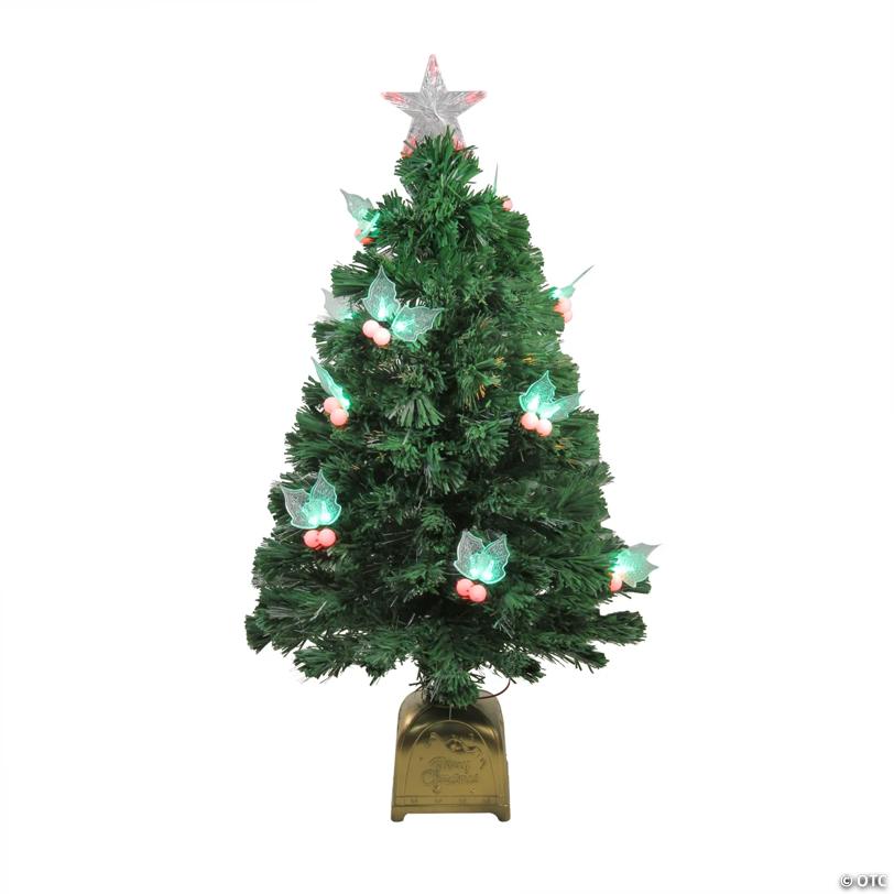 Northlight 3' Pre-Lit Medium Profile Holly Berries Artificial Christmas Tree - Multi-Color LED Lights