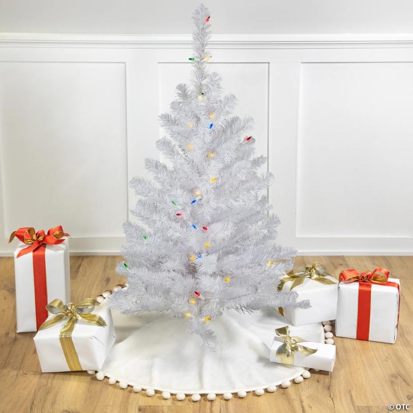 Northlight 3' Pre-Lit Snow White Artificial Christmas Tree  Multi Lights