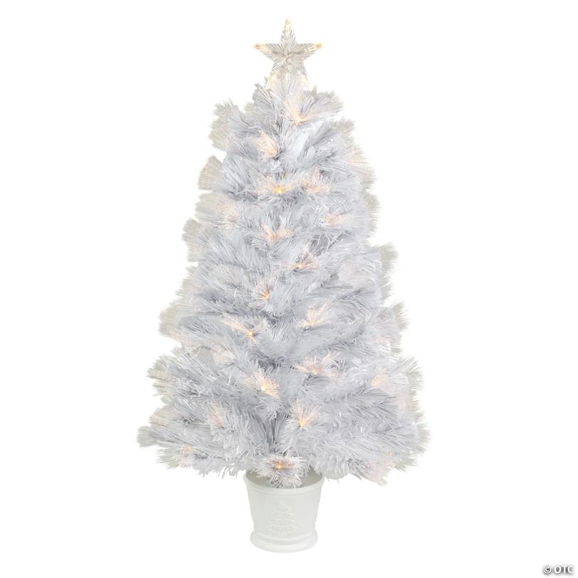 Northlight 3' Pre-Lit White Fiber Optic Artificial Christmas Tree  Warm White Lights