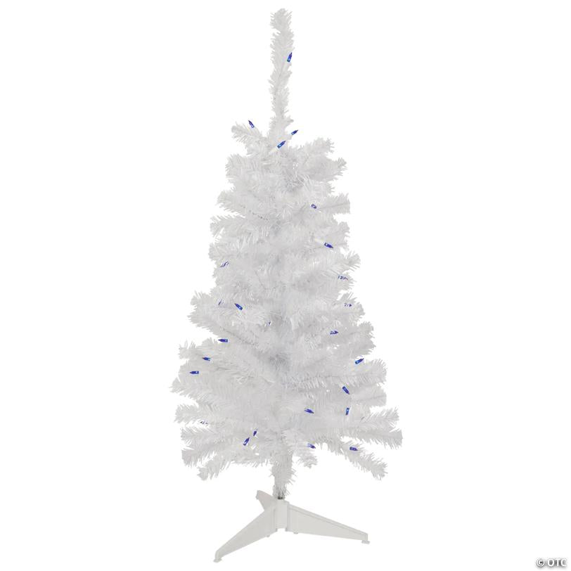 Northlight 3' Pre-Lit Woodbury White Pine Slim Artificial Christmas Tree  Blue Lights