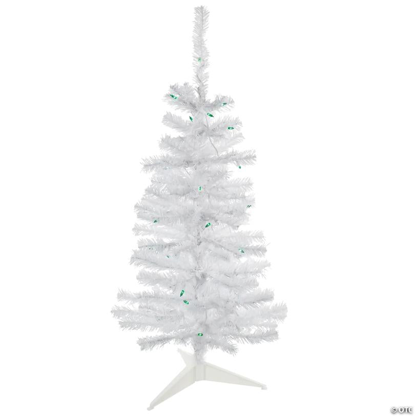 Northlight 3' Pre-Lit Woodbury White Pine Slim Artificial Christmas Tree  Green Lights