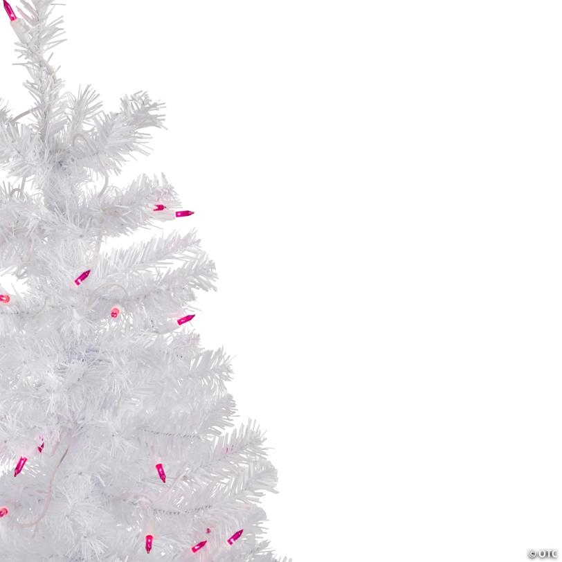 Northlight 3' Pre-Lit Woodbury White Pine Slim Artificial Christmas Tree  Pink Lights