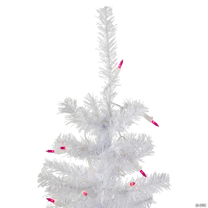 Northlight 3' Pre-Lit Woodbury White Pine Slim Artificial Christmas Tree  Pink Lights
