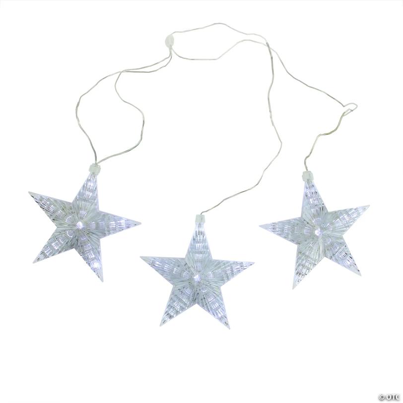 Northlight 3 White LED Cascading Snowfall Star Christmas Lights - 2 ft Clear Wire