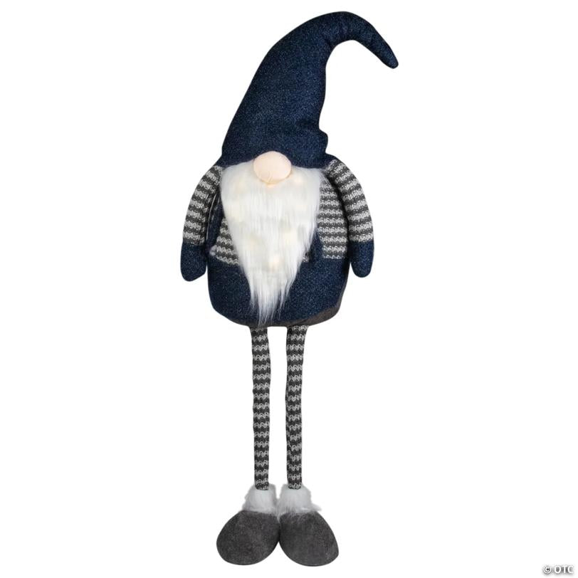 Northlight 41" LED Lighted Blue and Gray Extendable Gnome Christmas Figure