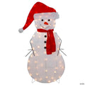 Northlight 42" Lighted 2D Chenille Snowman in Santa Hat Outdoor Christmas Decoration