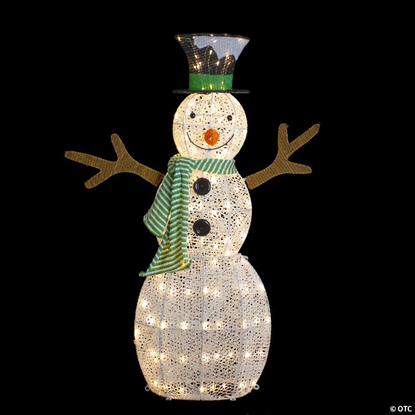 Northlight 43" LED Lighted Snowman with Top Hat and Green Scarf Outdoor Christmas Decoration