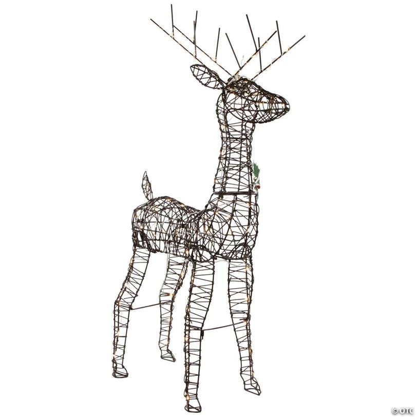 Northlight 45.5" LED Lighted Rattan Deer Outdoor Christmas Decoration