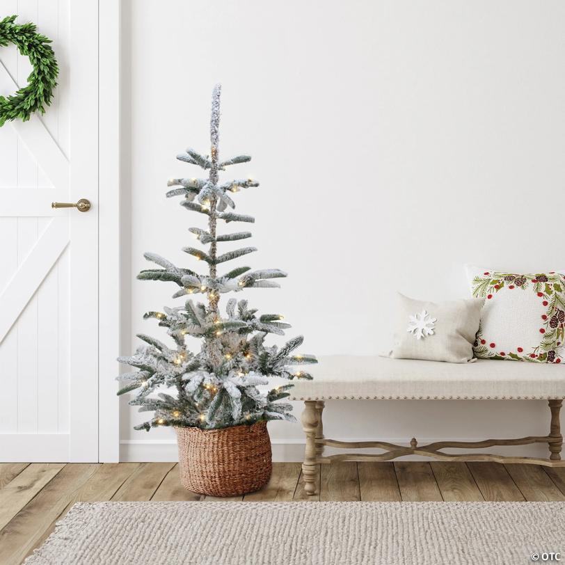 Northlight 4.5 Ft Pre-Lit Nordmann Fir Artificial Flocked Christmas Tree - Warm Clear LED Lights