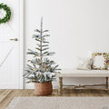 Northlight 4.5 Ft Pre-Lit Nordmann Fir Artificial Flocked Christmas Tree - Warm Clear LED Lights