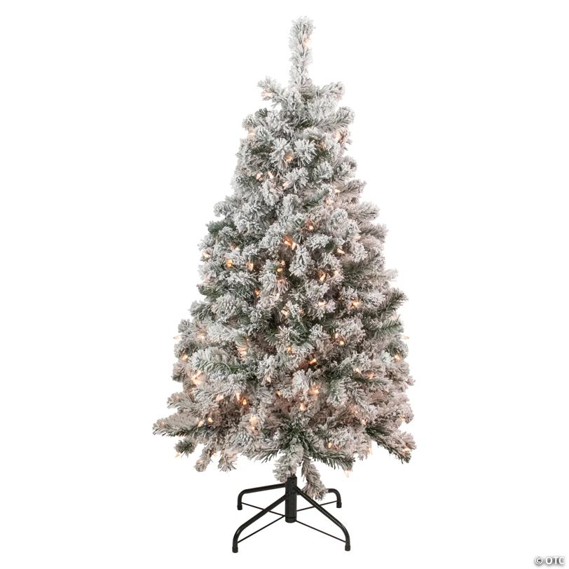 Northlight 4.5' Pre-Lit Flocked Madison Pine Artificial Christmas Tree  Clear Lights