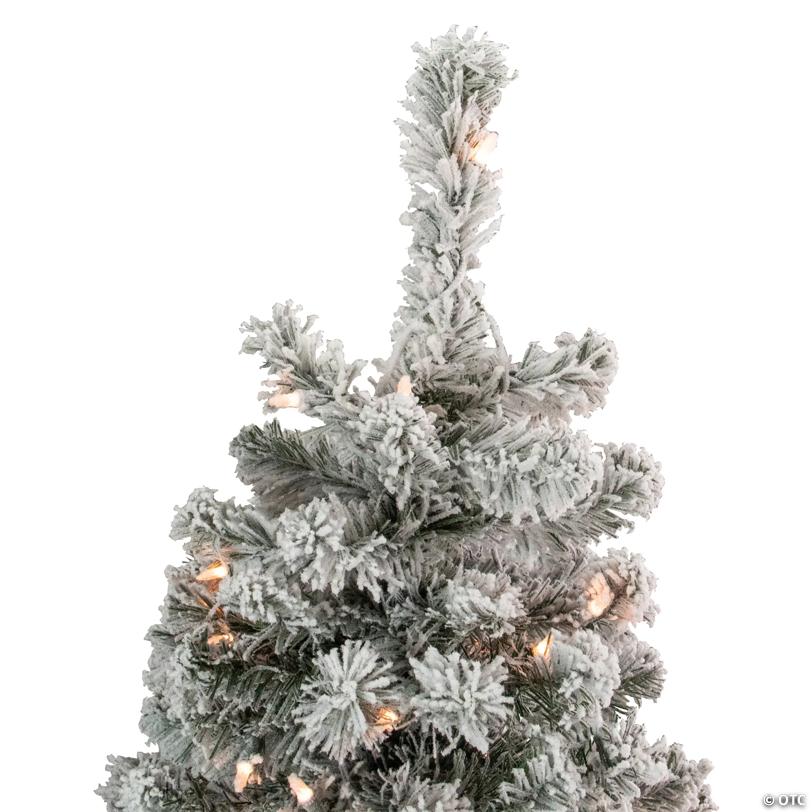 Northlight 4.5' Pre-Lit Flocked Madison Pine Artificial Christmas Tree  Clear Lights