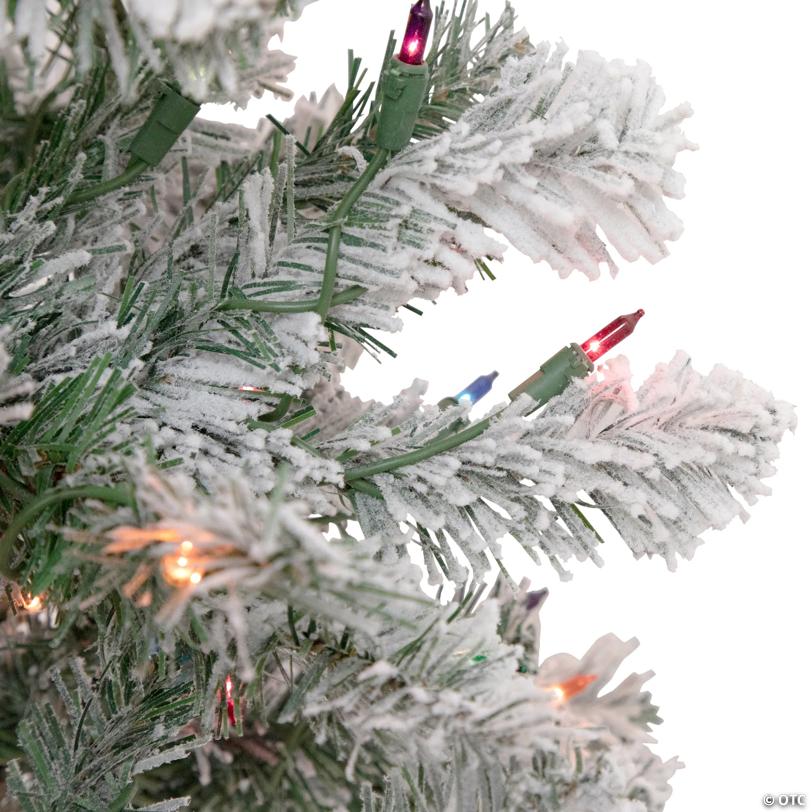 Northlight 4.5' Pre-Lit Flocked Madison Pine Artificial Christmas Tree  Multi Lights