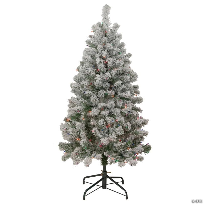Northlight 4.5' Pre-Lit Flocked Madison Pine Artificial Christmas Tree  Multi Lights