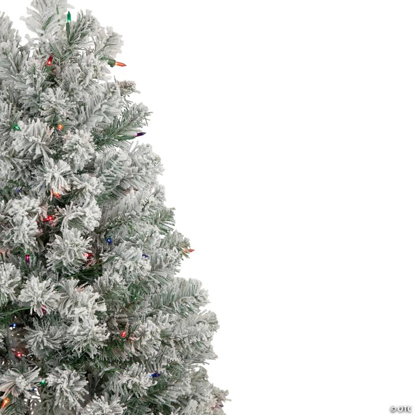 Northlight 4.5' Pre-Lit Flocked Madison Pine Artificial Christmas Tree  Multi Lights