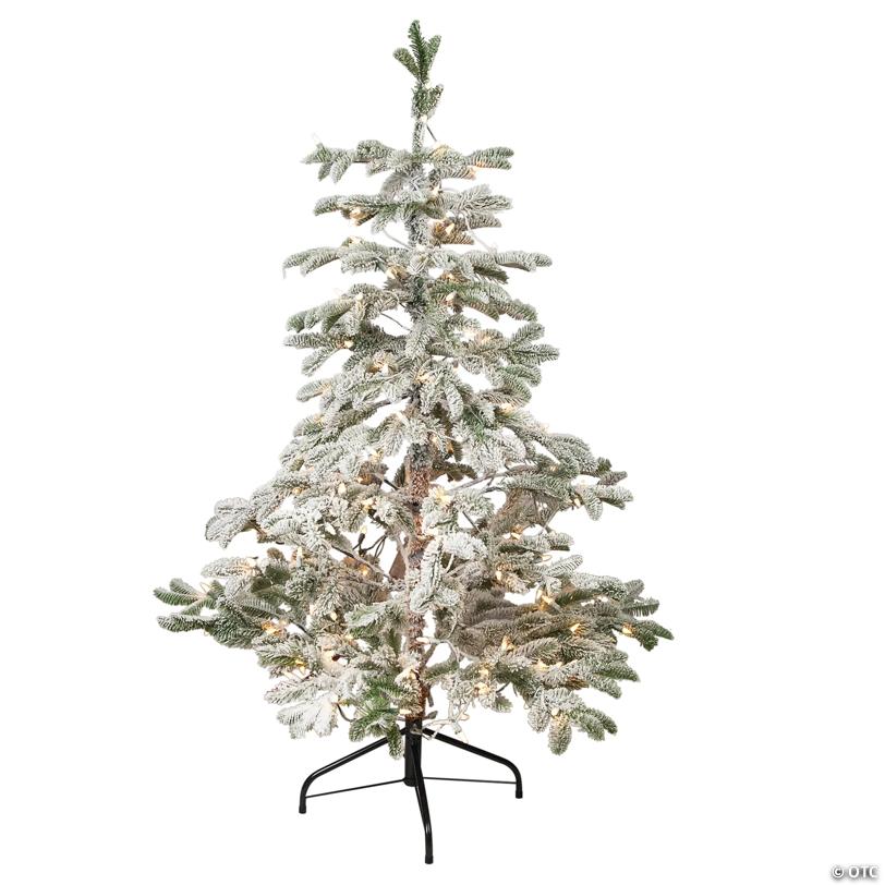 Northlight 4.5' Pre-Lit Flocked Whistler Noble Fir Artificial Christmas Tree - Clear Lights