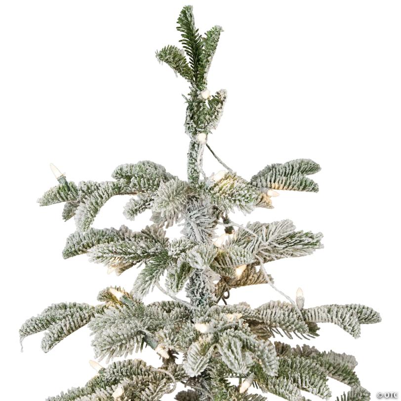 Northlight 4.5' Pre-Lit Flocked Whistler Noble Fir Artificial Christmas Tree - Clear Lights