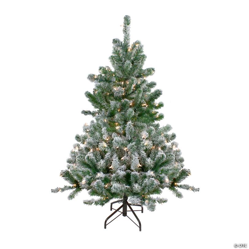 Northlight 4.5' Pre-Lit Full Flocked Natural Emerald Artificial Christmas Tree - Warm Clear Lights