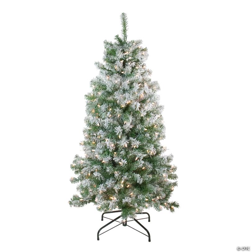 Northlight 4.5' Pre-Lit Medium Flocked Winema Pine Artificial Christmas Tree - Clear Lights