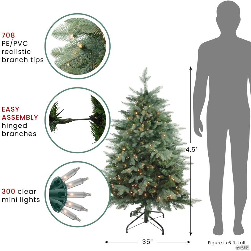 Northlight 4.5' Pre-Lit Medium Washington Frasier Fir Artificial Christmas Tree - Clear Lights