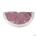 Northlight 47" Pink and White Round Christmas Tree Skirt with Sherpa Border