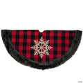 Northlight 48-Inch Red and Black Christmas Tree Skirt with Burlap Snowflake