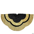 Northlight 48" Black and Gold Velveteen Floral Scallop Christmas Tree Skirt