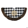 Northlight 48" Black and White Buffalo Plaid Christmas Tree Skirt with Burlap Snowflake