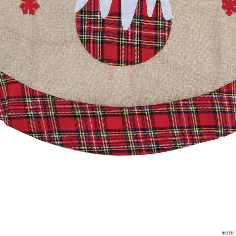 Northlight 48" Burlap Plaid Tree Skirt with Christmas Puddings