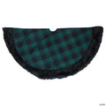 Northlight 48" Green and Black Plaid Christmas Tree Skirt with Faux Fur