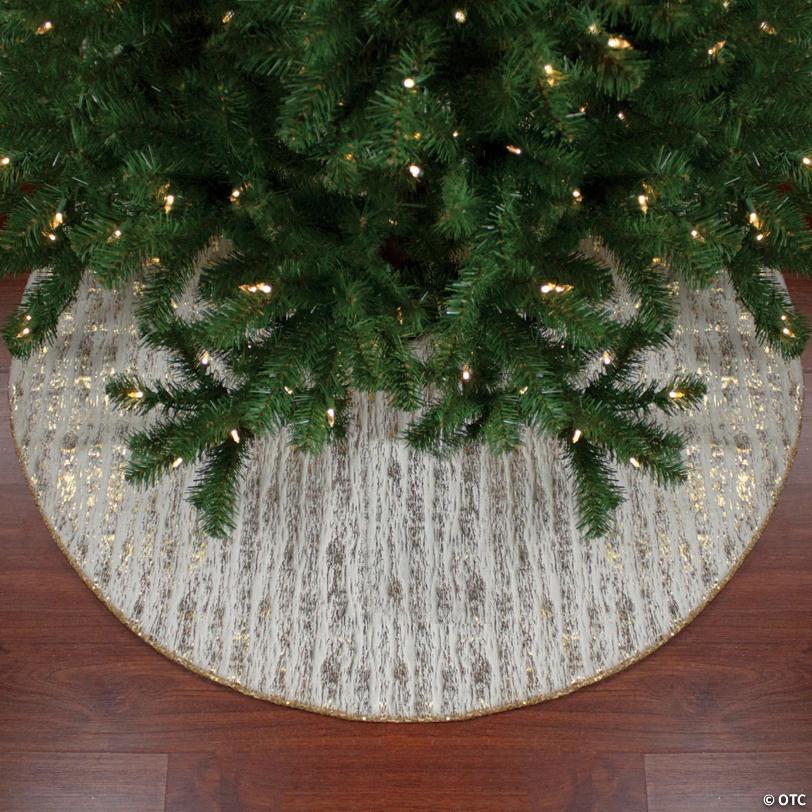 Northlight 48" Ivory and Gold Wood Grain Pattern Christmas Tree Skirt