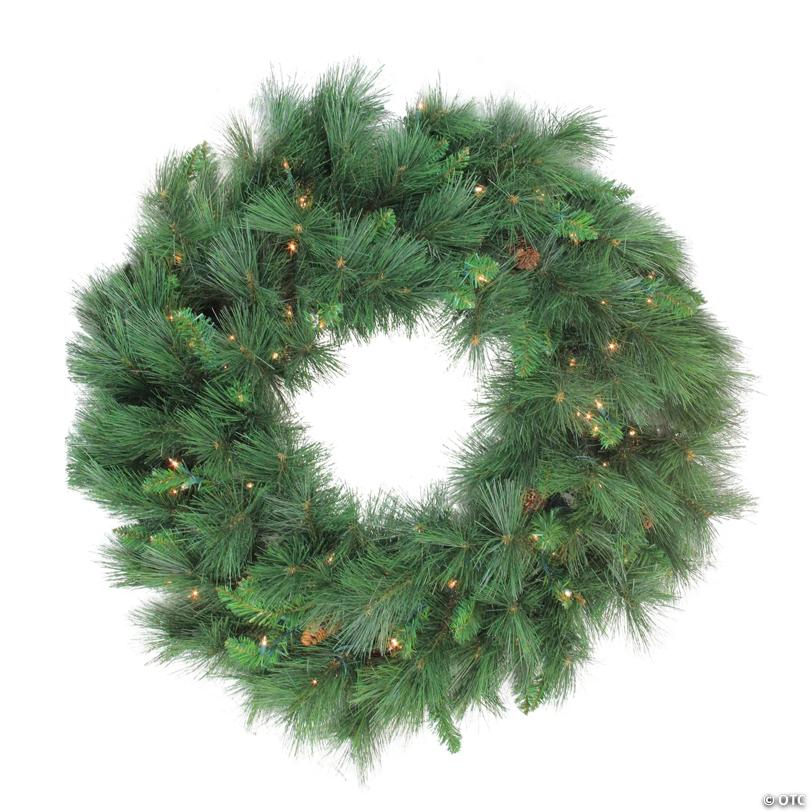 Northlight 48" Pre-lit White Valley Pine Artificial Christmas Wreath - Clear Lights